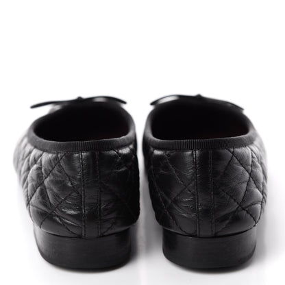 Chanel Aged Calfskin Quilted CC Cap Toe Ballerina Flats 35.5 Black 5 of 13