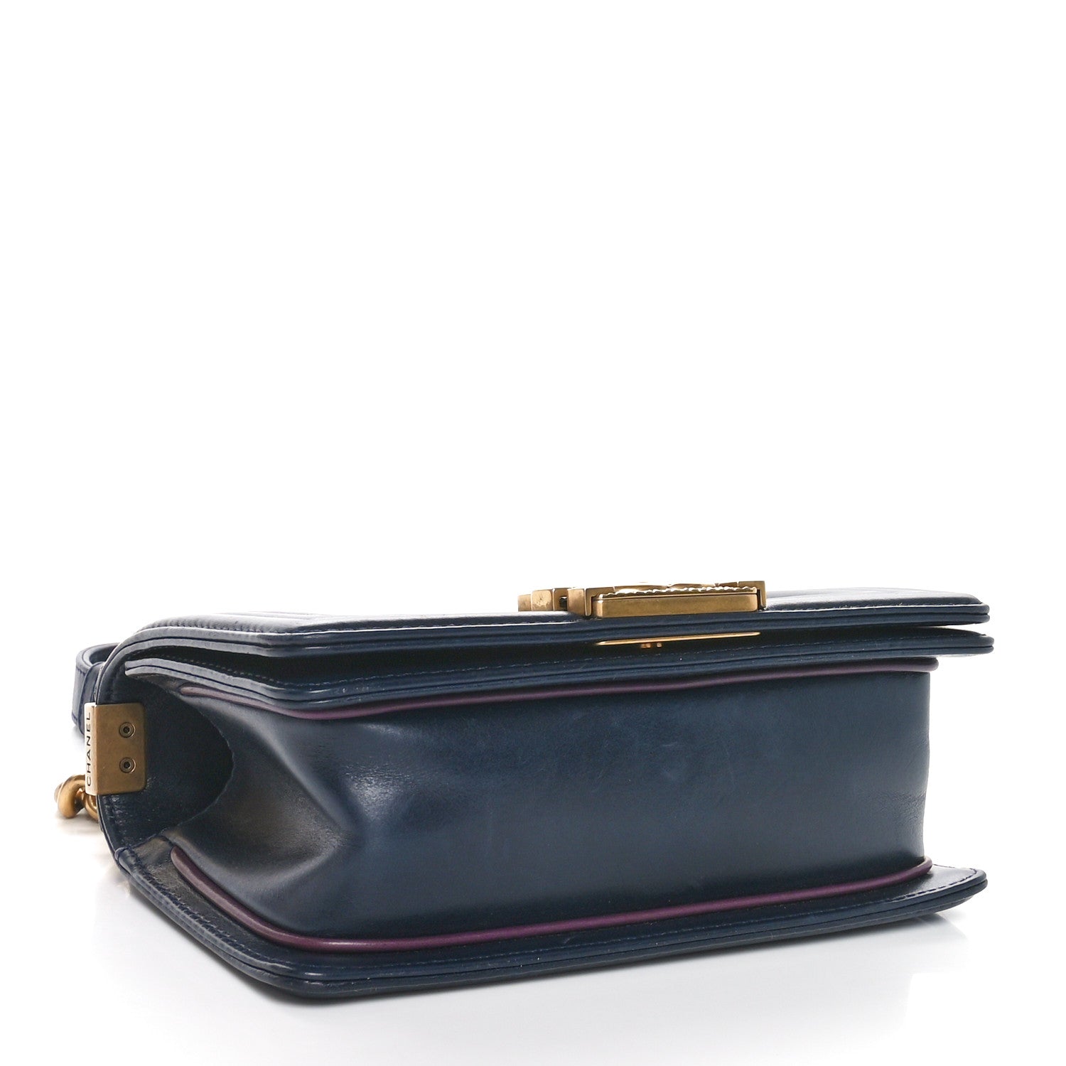 Chanel Calfskin Embossed Small Paris Salzburg Boy Flap Navy 7 of 10