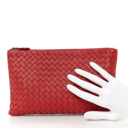 Bottega Veneta Nappa Intrecciato Medium Zip Pouch Fraise 2 of 9