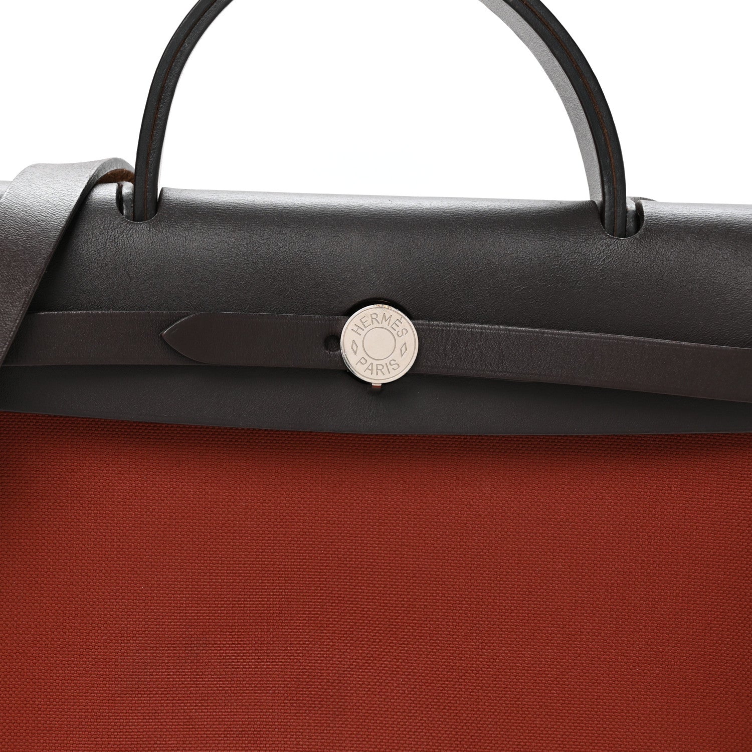 Hermes Military Toile Vache Hunter Herbag Zip Retourne 31 PM Rouge H Ebene 9 of 11
