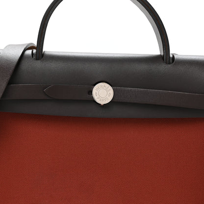 Hermes Military Toile Vache Hunter Herbag Zip Retourne 31 PM Rouge H Ebene 9 of 11