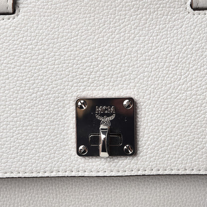 MCM Grained Calfskin Medium Milla Convertible Backpack White Flake 9 of 12