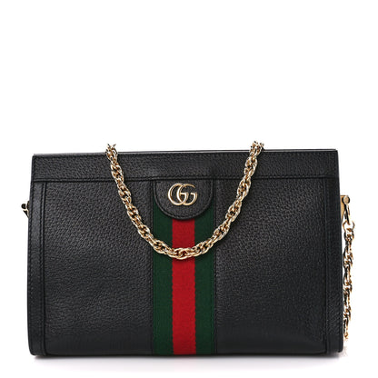 Gucci Calfskin GG Web Small Ophidia Chain Shoulder Bag Black 1 of 11