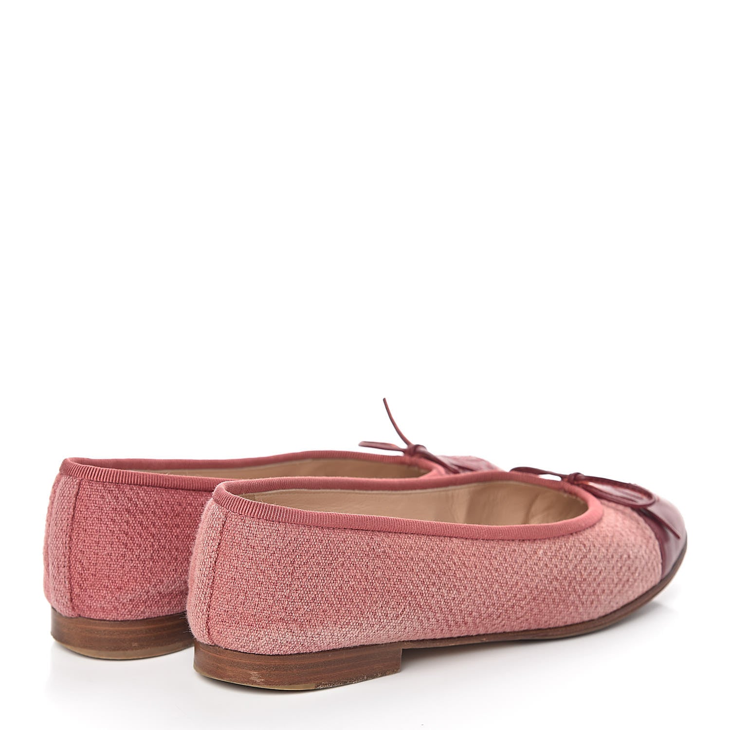 Chanel Fabric Lambskin Cap Toe Ballerina Flats 36 Rouge Borde 4 of 8