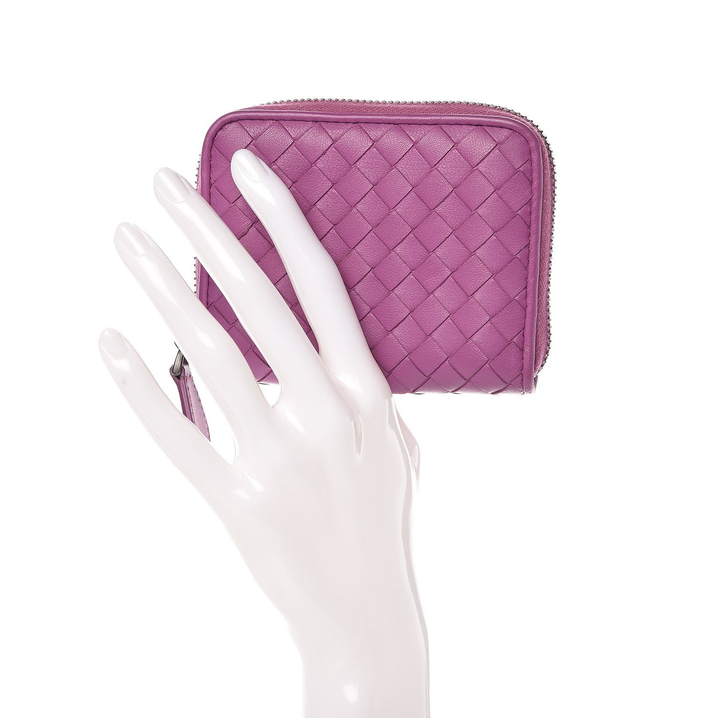 Nappa Intrecciato Zip Around Coin Purse Peony