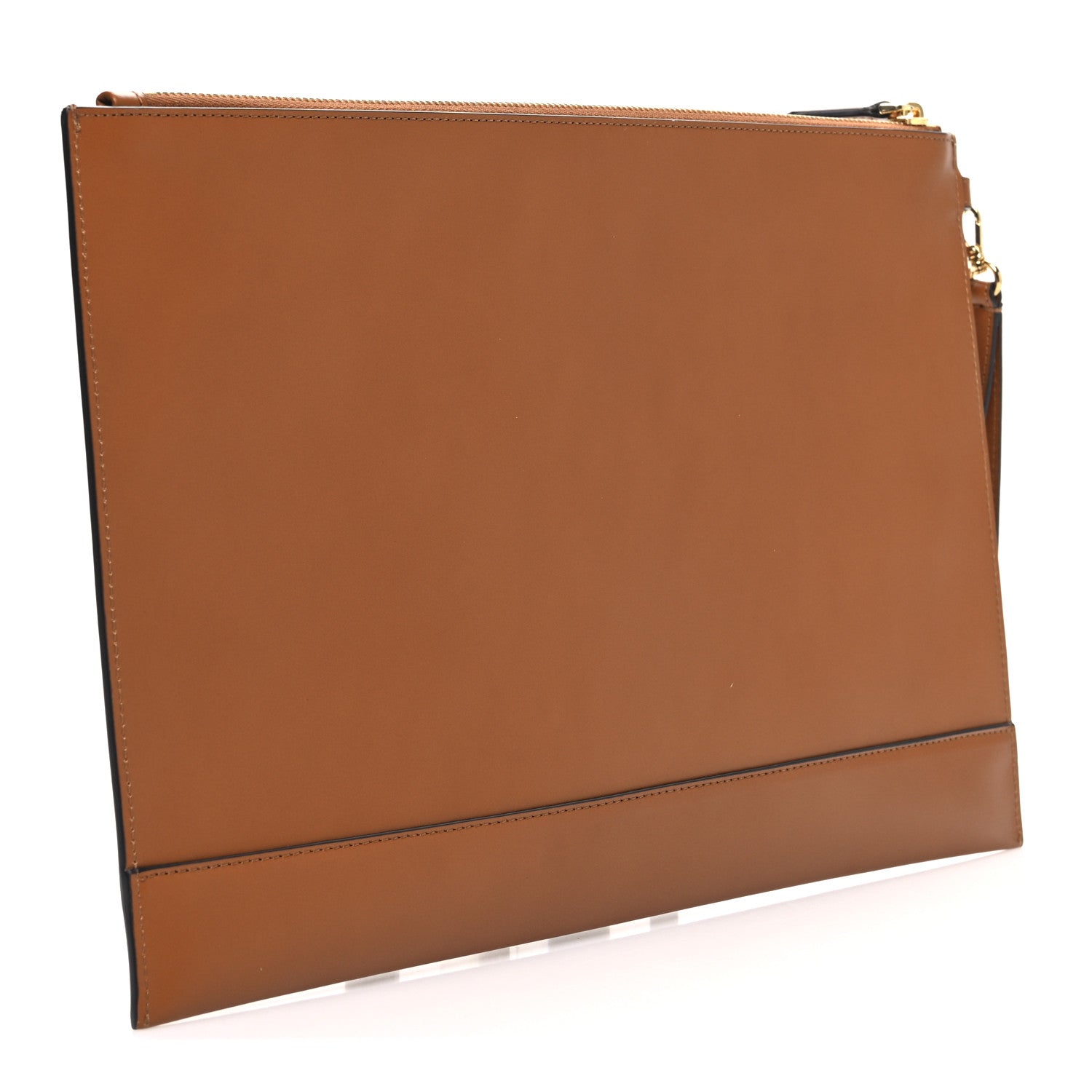 Fendi ロゴポーチ ブラウン Fendi Flat Pouch FF Monogram Brown/Yellow in Fabric with Silver