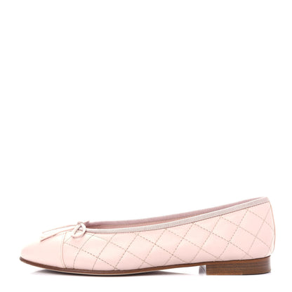 Chanel Lambskin Quilted Cap Toe Ballerina Flats 38.5 Light Pink 1 of 10