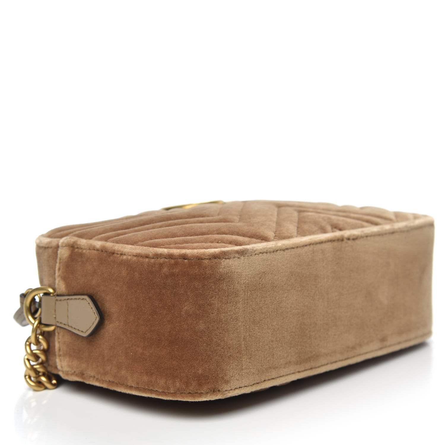 Gucci Velvet Matelasse Small GG Marmont Chain Shoulder Bag Taupe 4 of 11