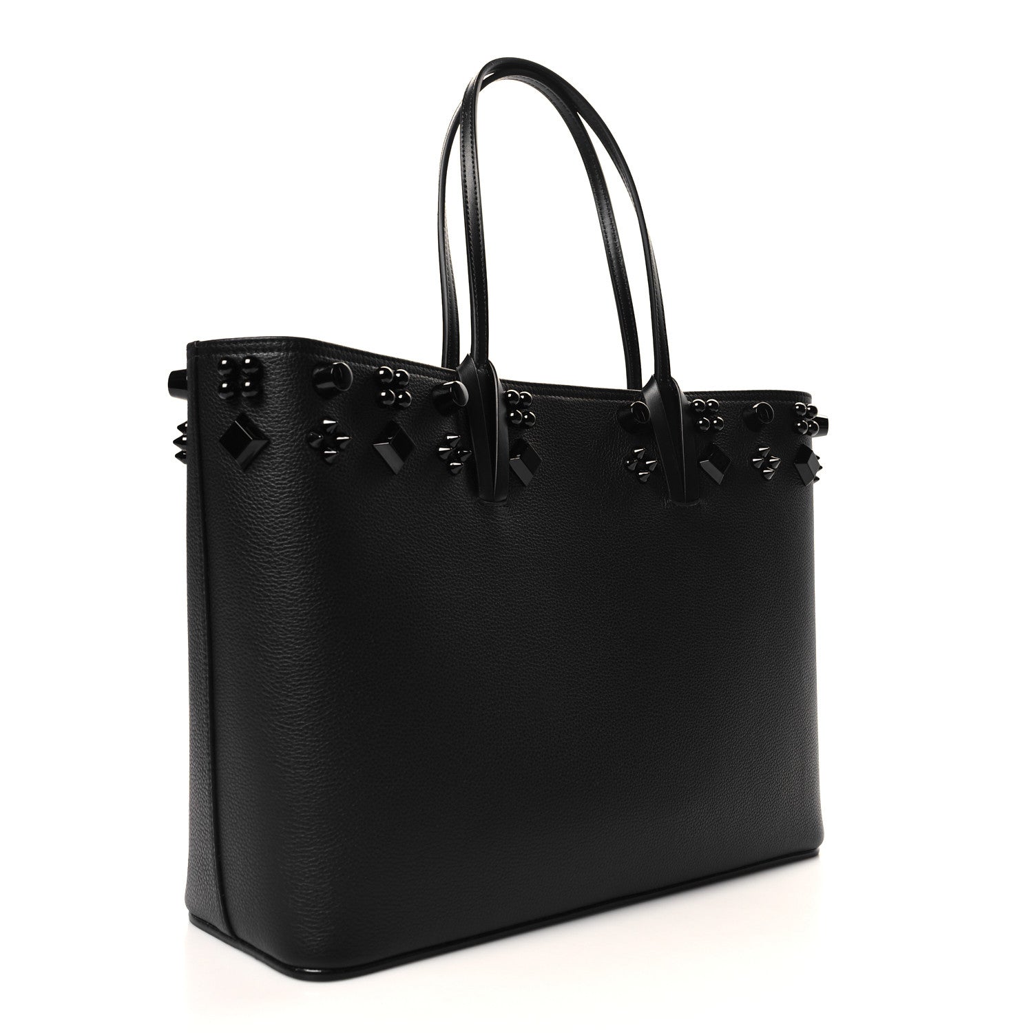 Christian Louboutin Calfskin Empire Spike Studded East West Cabata Tote Black 4 of 11