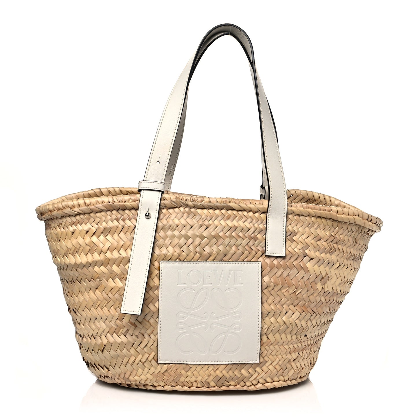 Raffia Basket Tote Bag Natural White