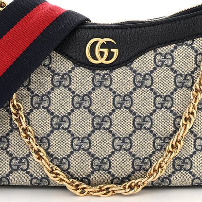 Gucci GG Supreme Monogram Textured Dollar Calfskin Web Small Ophidia GG Handbag Beige Blue 8 of 11