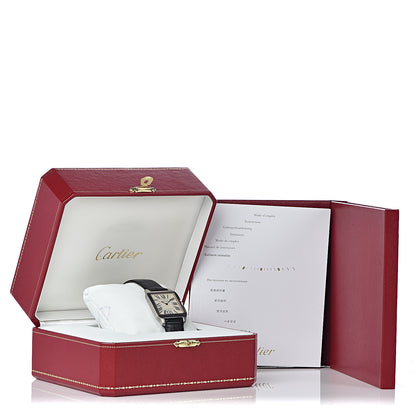 Cartier 18K White Gold Alligator 30mm Santos Dumont Quartz Watch 9 of 9