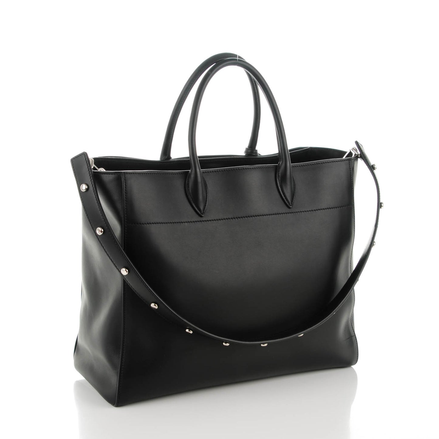 City Calf Tote With Studded Strap Nero Black