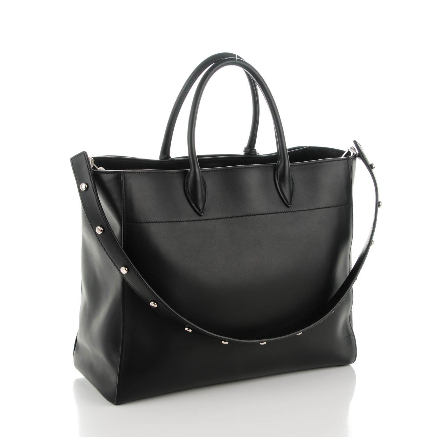 Prada City Calf Tote With Studded Strap Nero Black 3 of 7