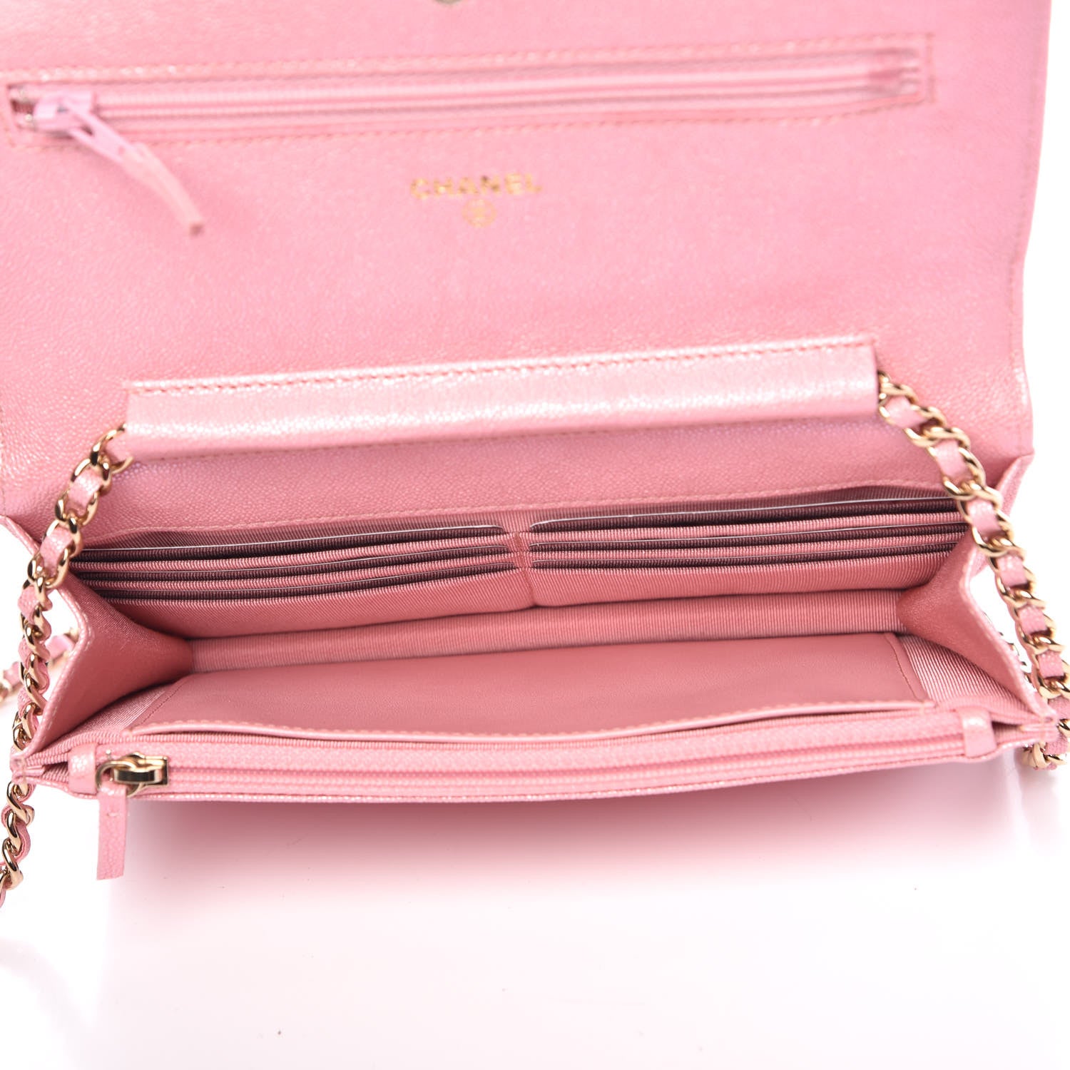 Chanel Iridescent Caviar Quilted Wallet on Chain WOC Rose Pink 5 of 9