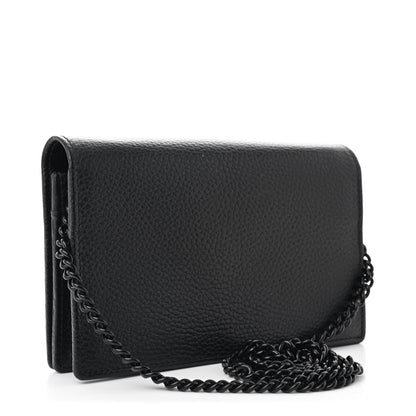Gucci Dollar Calfskin Enamel Monochrome Mini GG Marmont Chain Wallet Black 3 of 11