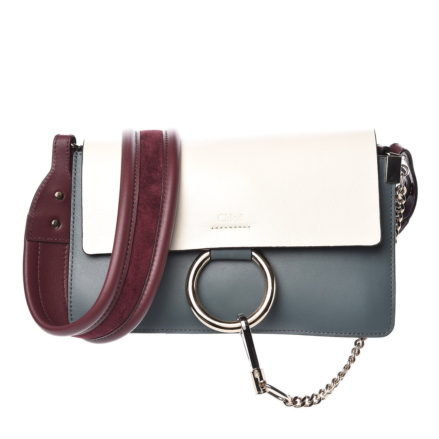 Calfskin Small Faye Shoulder Bag White Blue