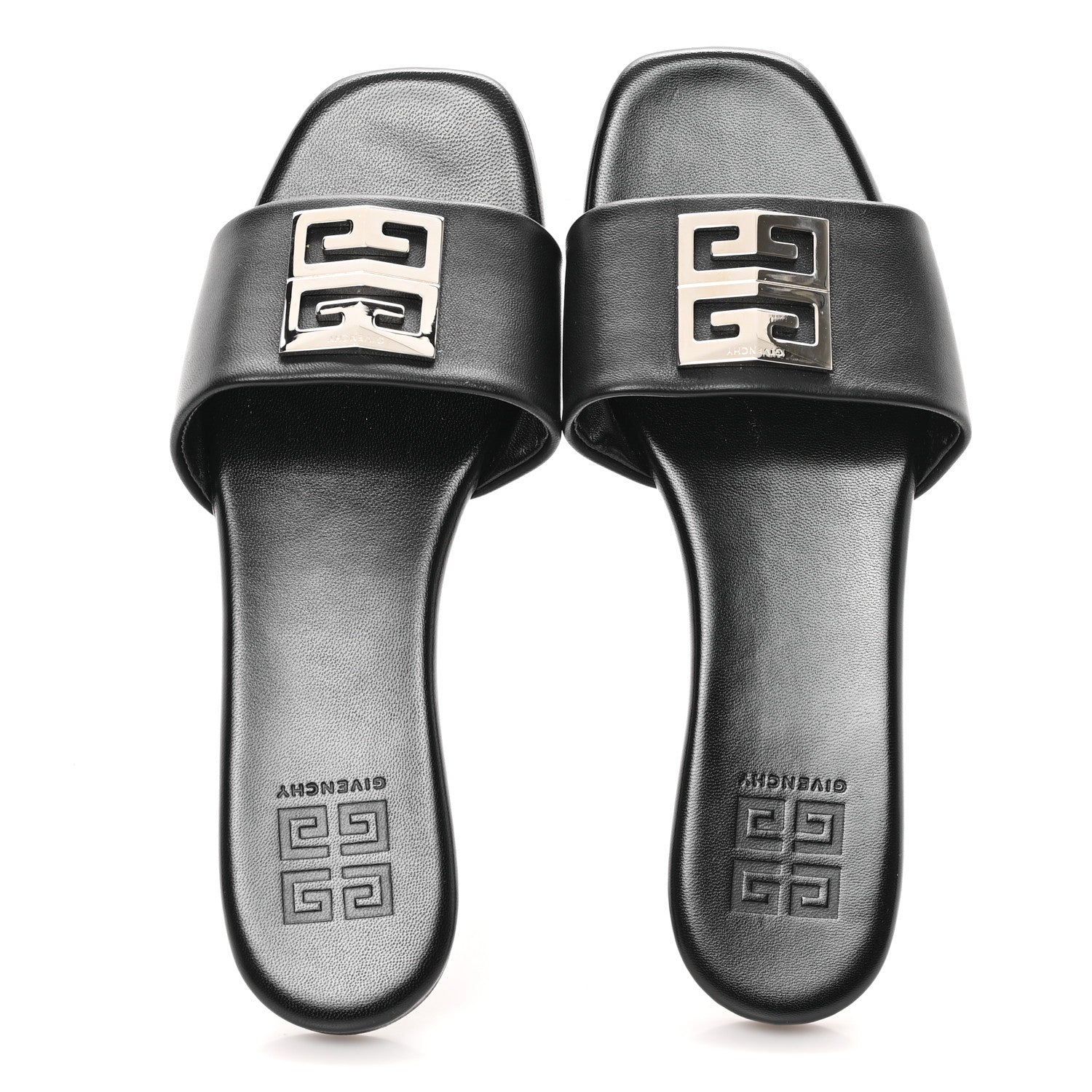 Givenchy Lambskin 4G Plaque Flat Sandals 38 Black 2 of 9