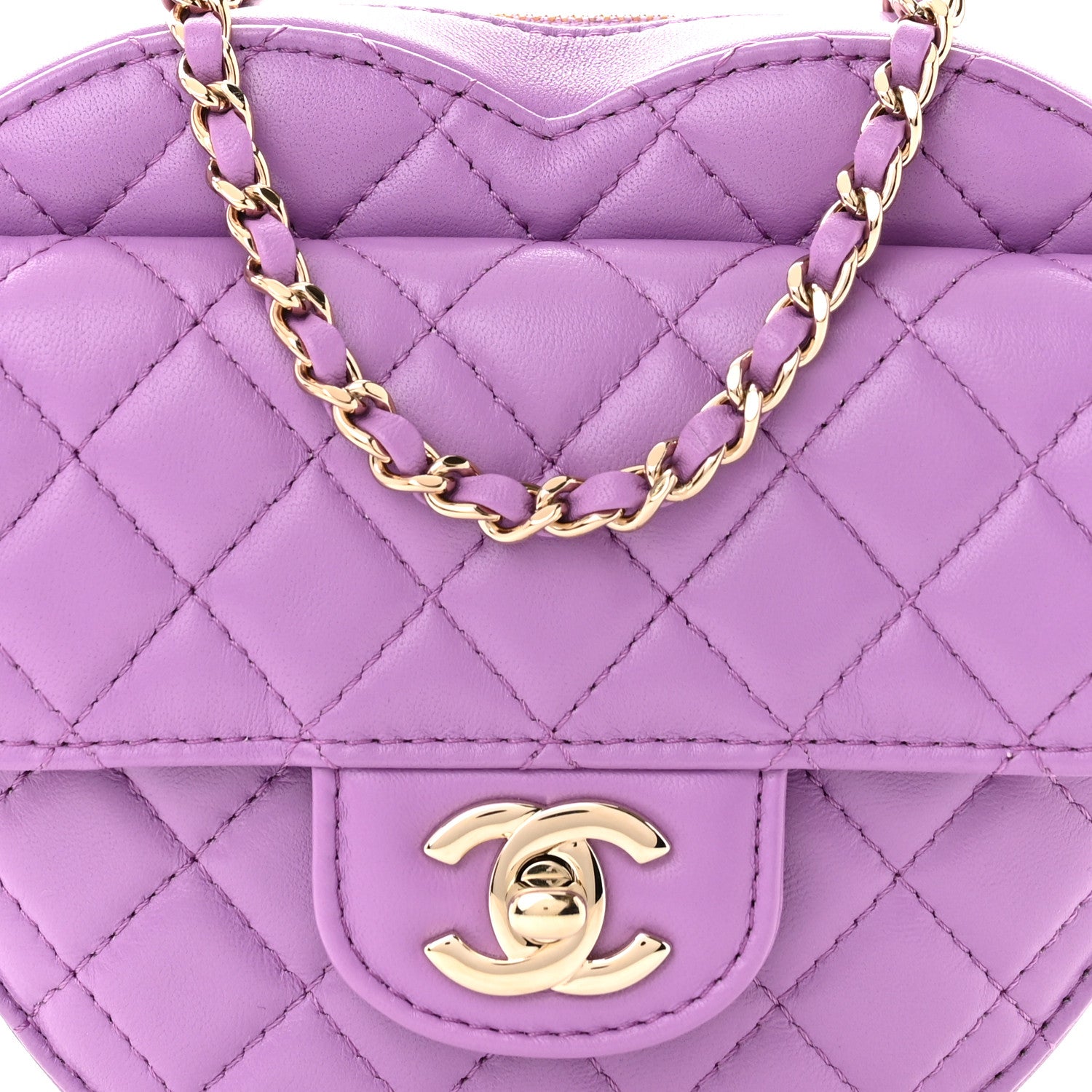 Chanel Lambskin Quilted CC In Love Heart Bag Purple 8 of 10