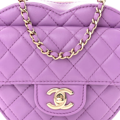Chanel Lambskin Quilted CC In Love Heart Bag Purple 8 of 10