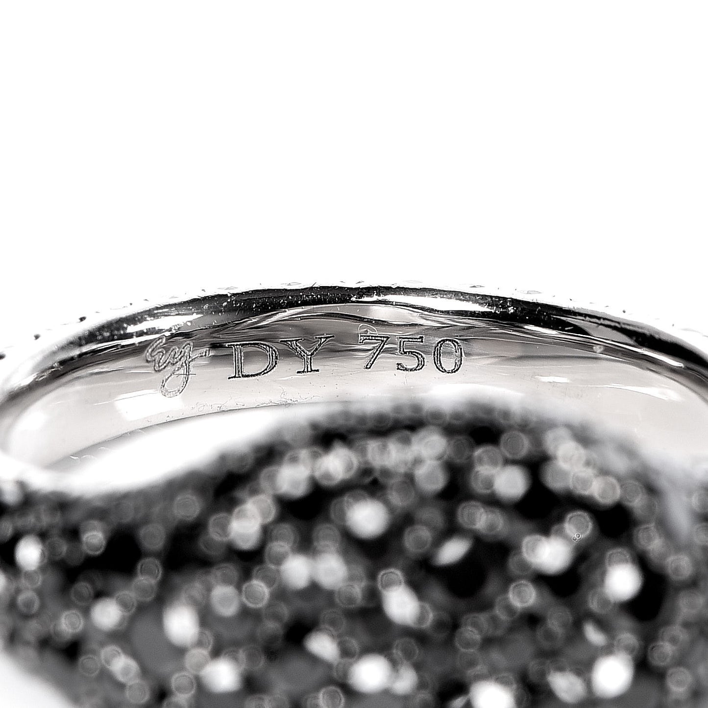 18K White Gold Black Diamond Pave Pinky Ring 45 3.5