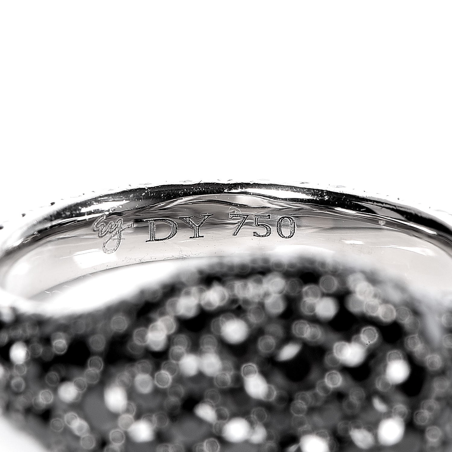 David Yurman 18K White Gold Black Diamond Pave Pinky Ring 45 3.5 5 of 7