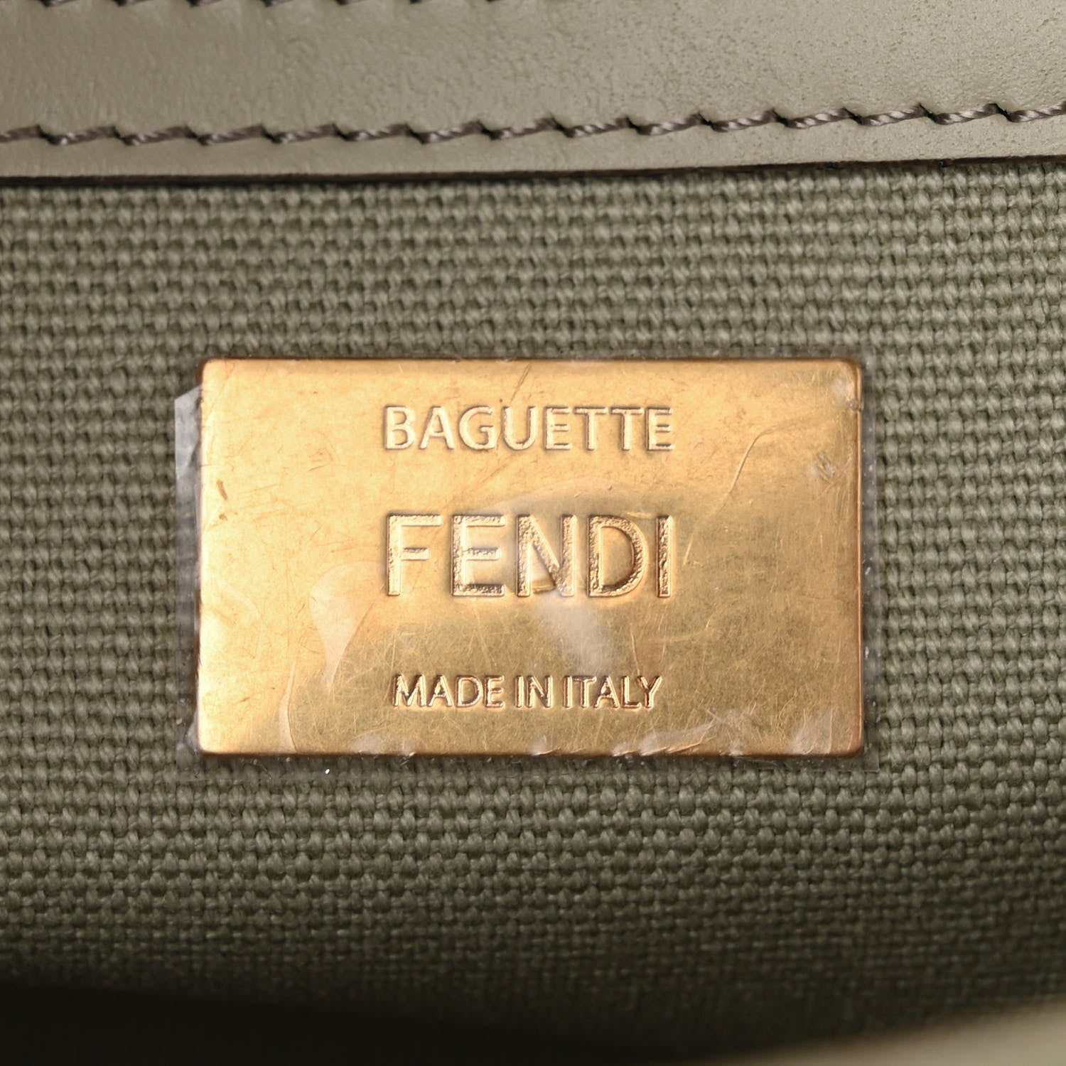 Fendi Canvas Vitello King FF Embroidered Baguette Green Tea 6 of 11