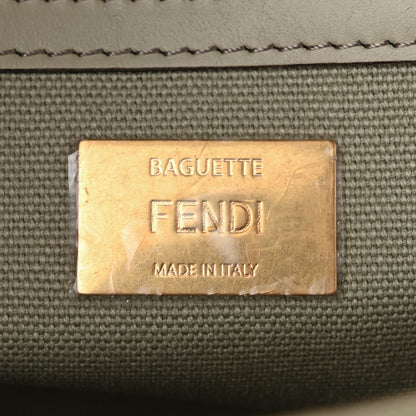 Fendi Canvas Vitello King FF Embroidered Baguette Green Tea 6 of 11