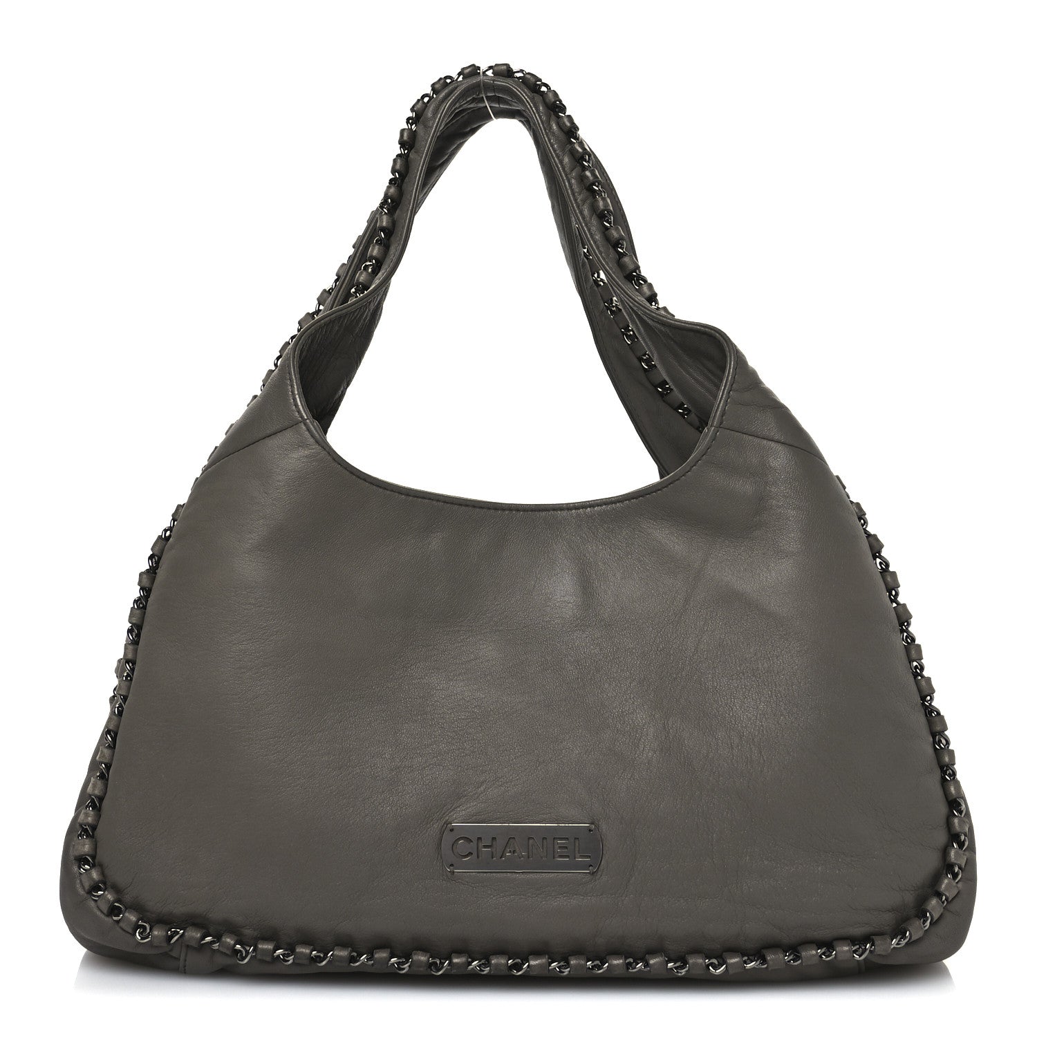 Chanel Lambskin Chain Hobo Grey 8 of 10