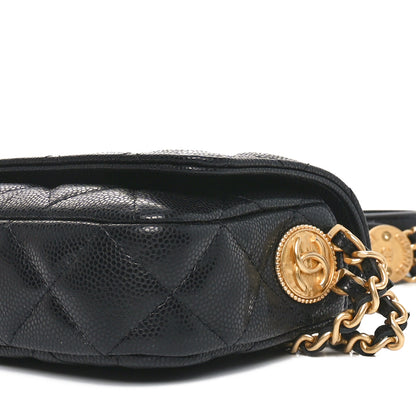 Chanel Caviar Quilted Yours Buttons Phone Holder With Chain Black 11 of 12