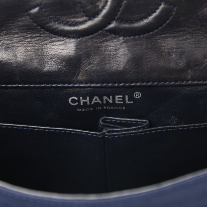 Chanel Satin Paillette Sequin Quilted Medium Single Flap Navy 6 of 9