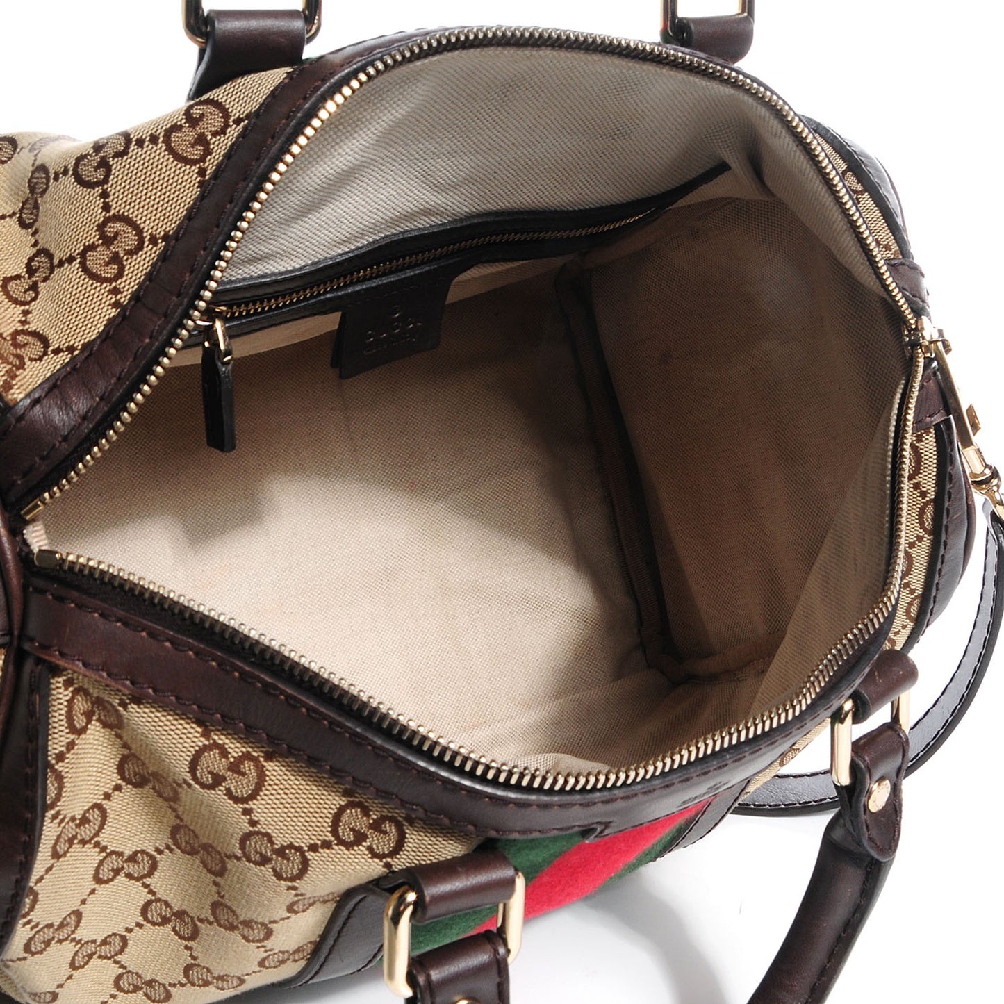 Monogram Selleria Calfskin Vintage Web Medium Boston Beige Ebony Cocoa