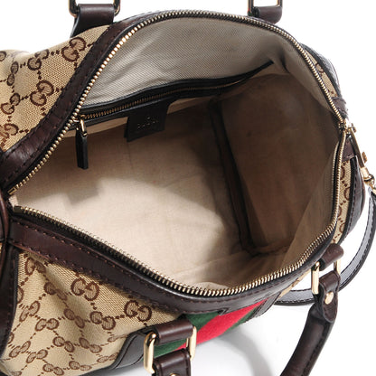 Gucci Monogram Selleria Calfskin Vintage Web Medium Boston Beige Ebony Cocoa 5 of 14