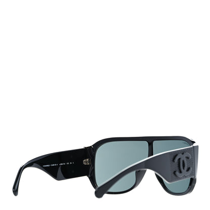 Chanel Acetate Crystal CC Shield Sunglasses 5466-B-A Black 3 of 8