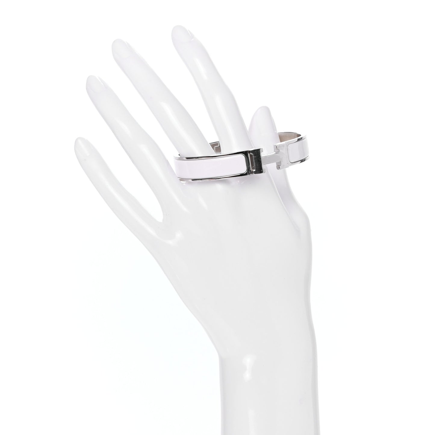 Enamel Narrow Clic Clac H Bracelet GM White