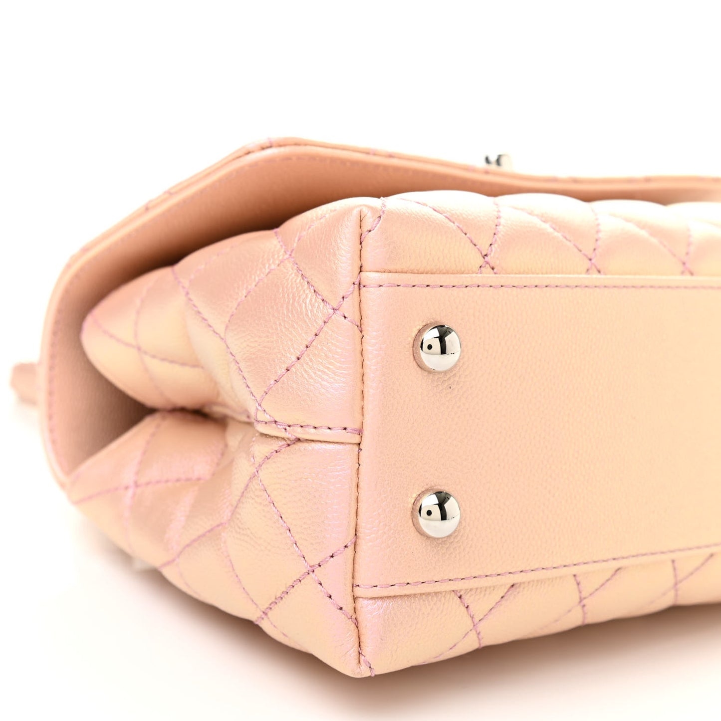Iridescent Caviar Quilted Mini Coco Handle Flap Pink