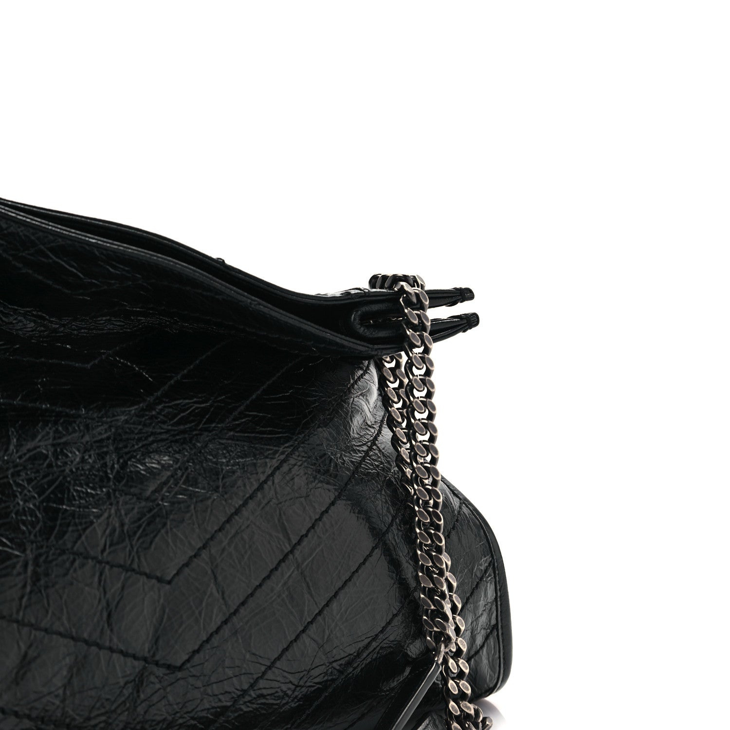 Saint Laurent Crinkled Calfskin Matelasse Monogram Medium Niki Shopper Tote Black 11 of 11