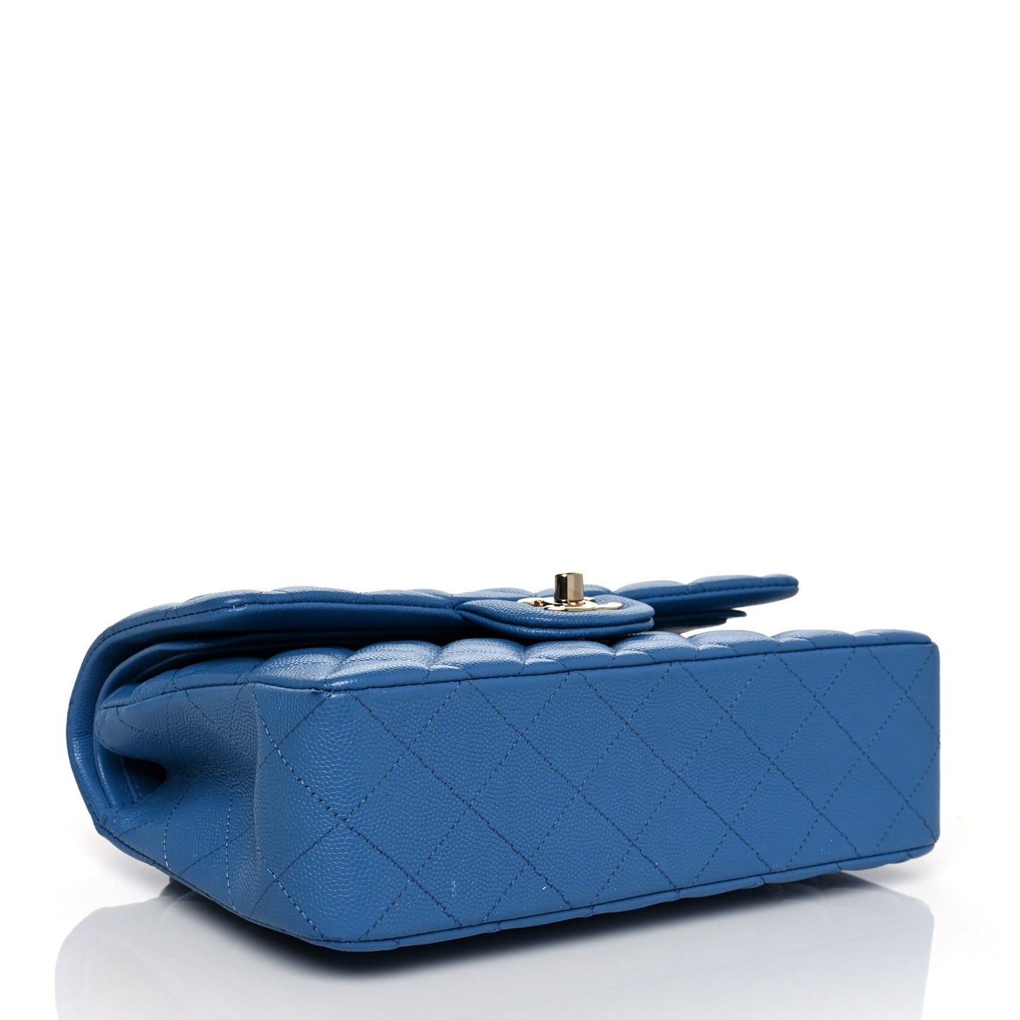 Caviar Quilted Small Double Flap Blue