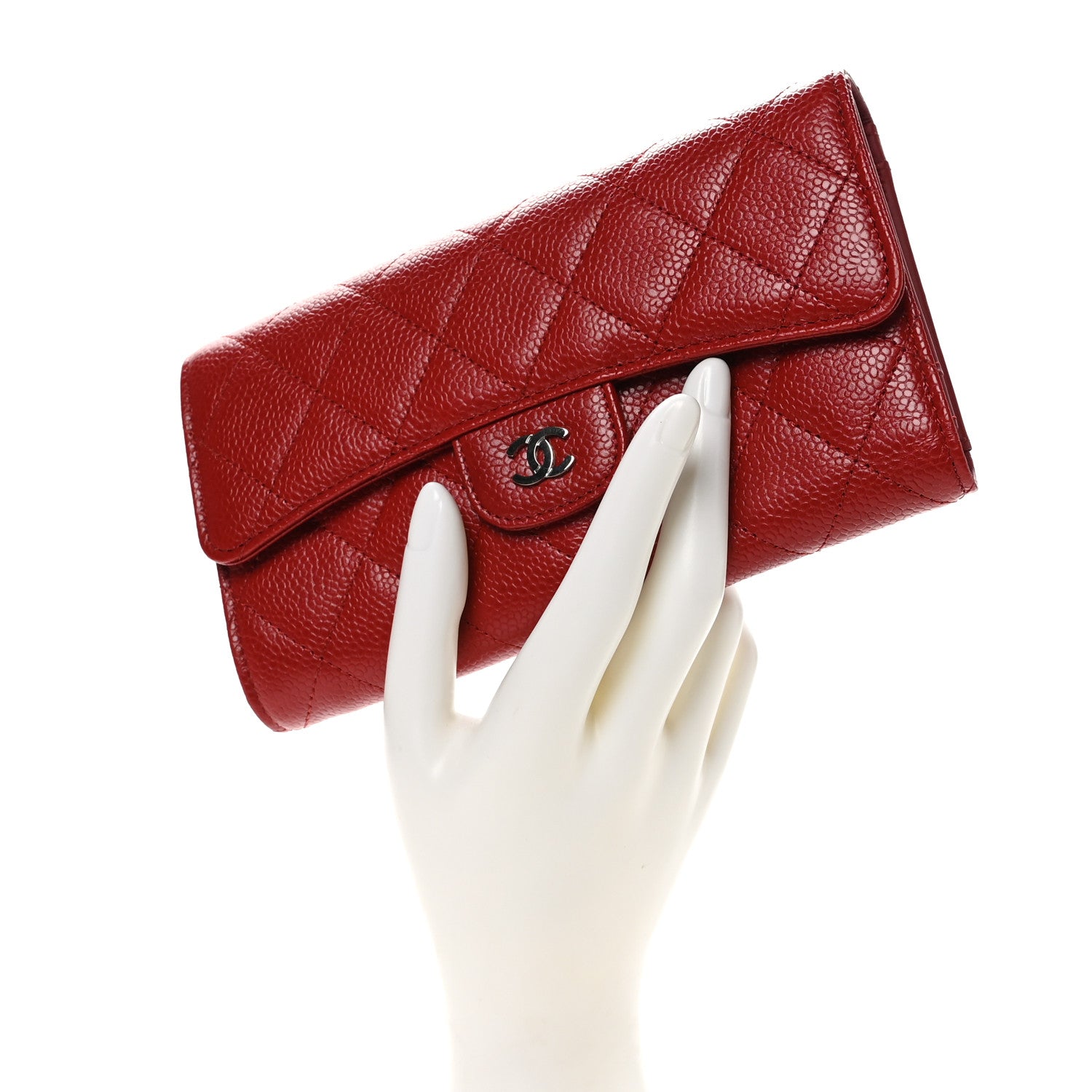 Chanel Caviar Quilted Large Flap Wallet Red 2 of 10