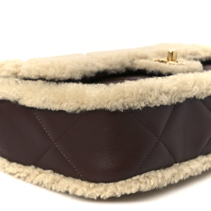 Chanel Shearling Lambskin Quilted Furry Coco Flap Beige Dark Brown 10 of 12