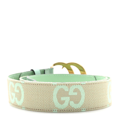 Gucci Monogram Jumbo GG Textured Dollar Calfskin Double G 40mm Belt 90 36 Mint Green 2 of 4