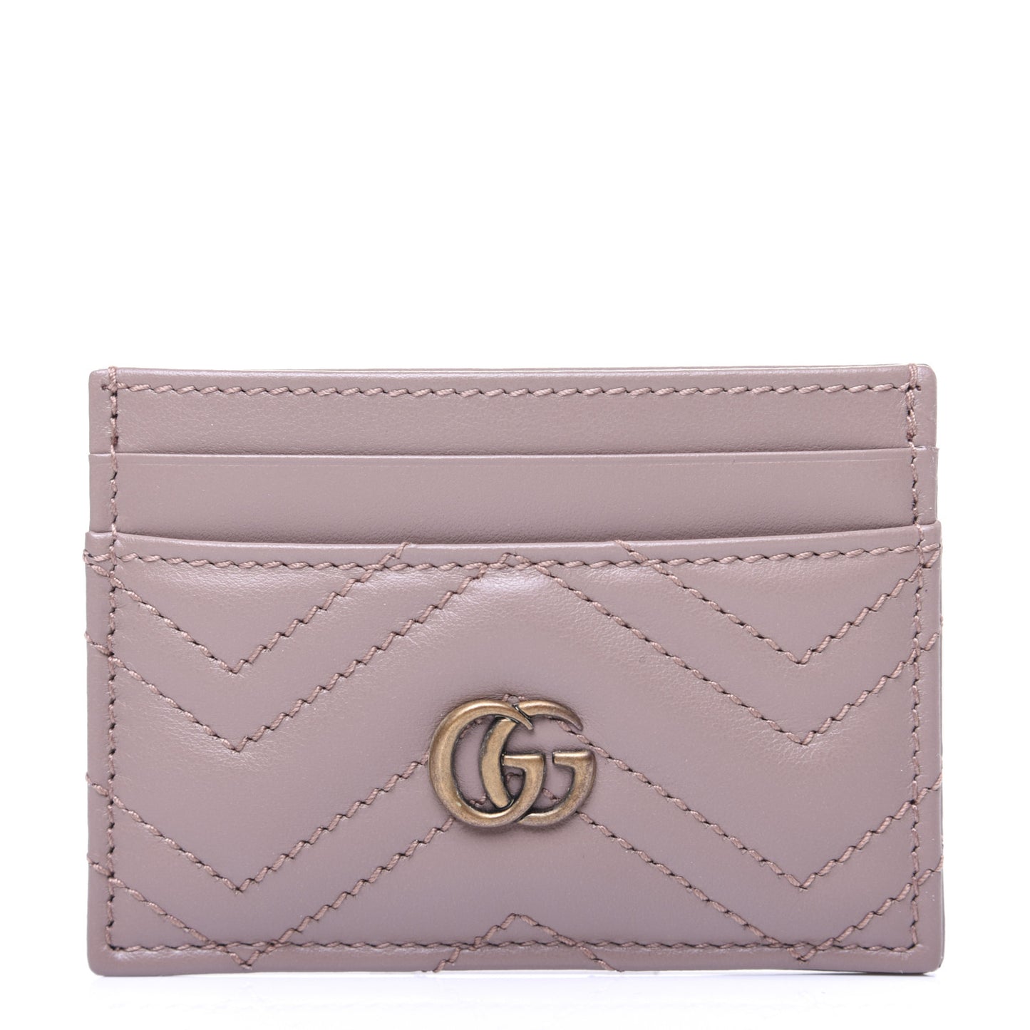 Calfskin Matelasse GG Marmont Card Holder Porcelain Rose