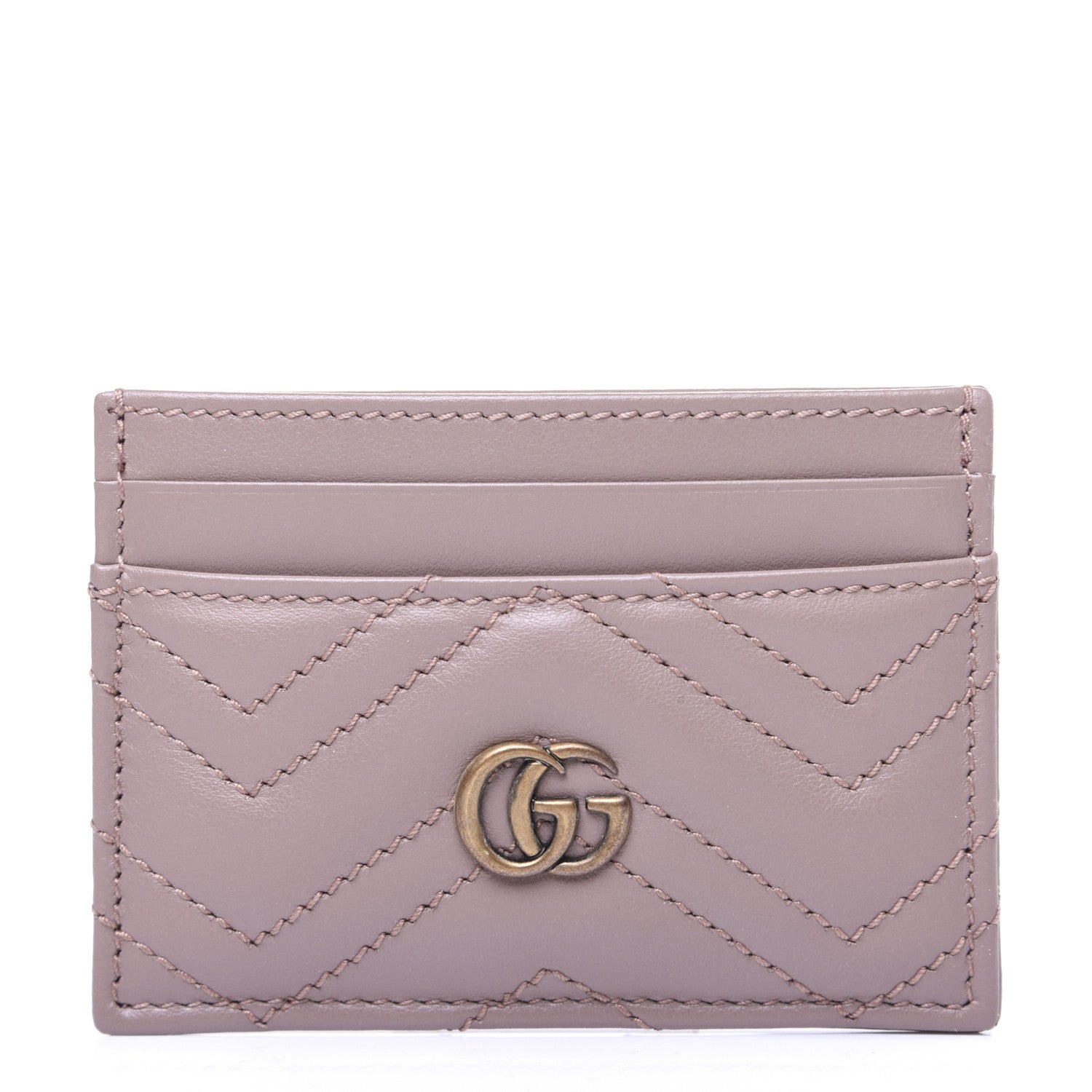 Gucci Calfskin Matelasse GG Marmont Card Holder Porcelain Rose 1 of 9