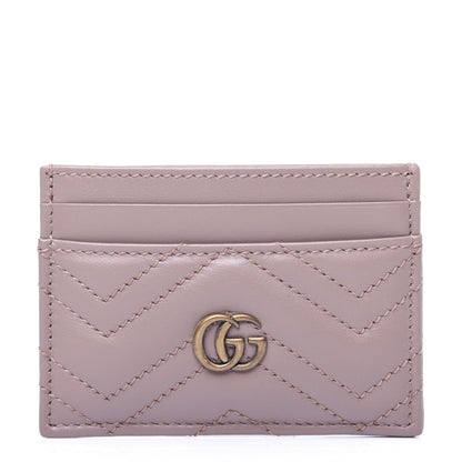 Gucci Calfskin Matelasse GG Marmont Card Holder Porcelain Rose 1 of 9