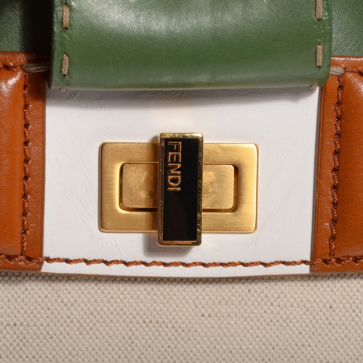 Fendi Leather Silvana Bag Green Orange Blue 4 of 12
