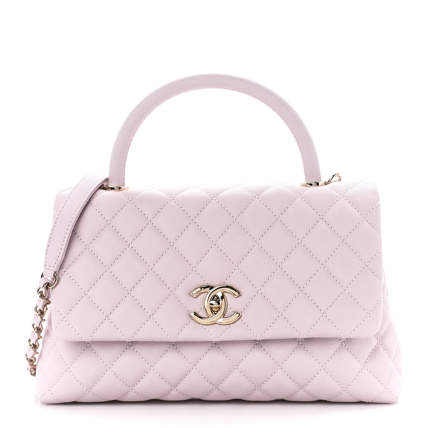 Caviar Quilted Small Coco Handle Flap Light Pink