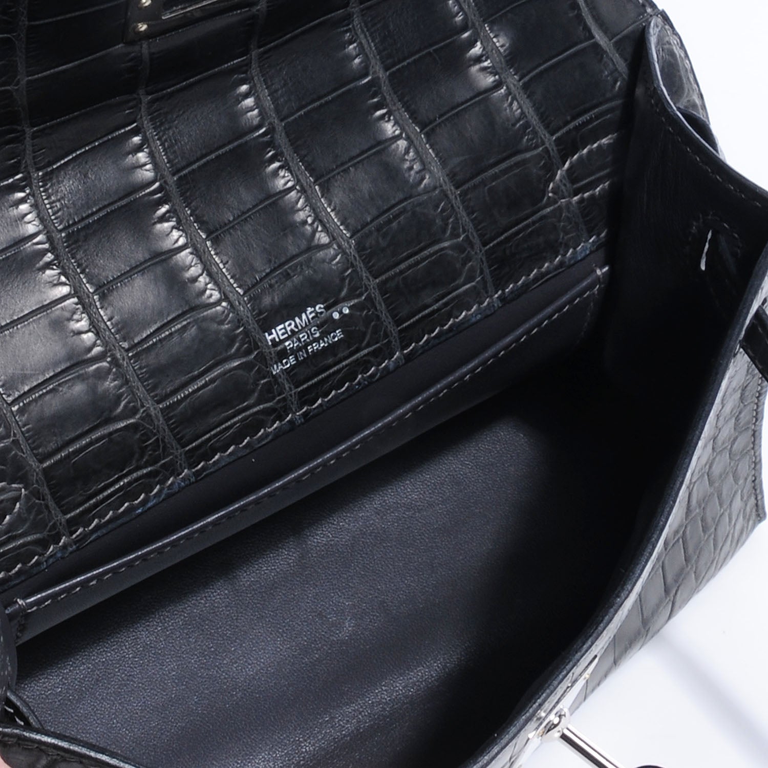 Hermes Matte Niloticus Crocodile Kelly Pochette Graphite 5 of 8