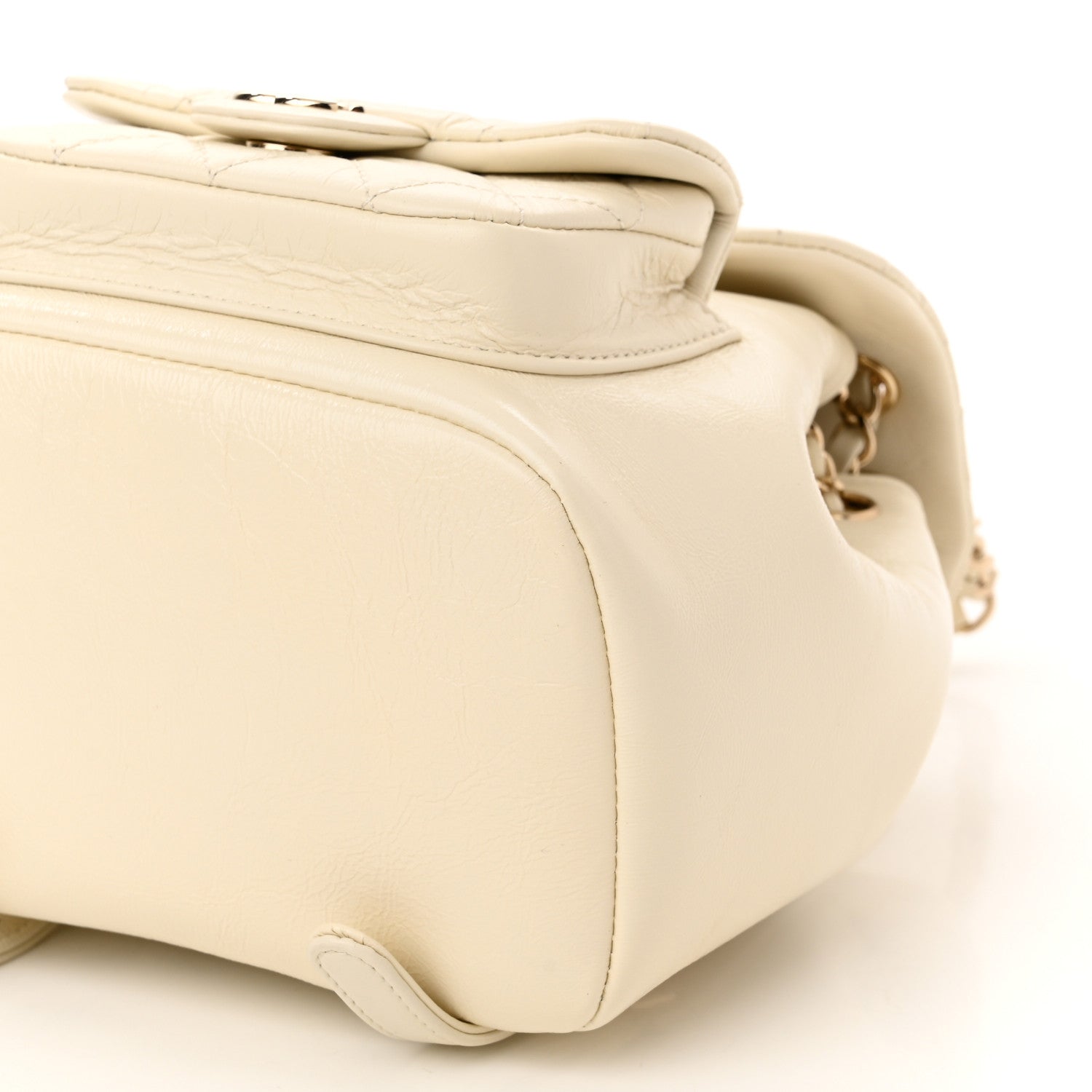 Chanel Glazed Aged Calfskin Quilted Small Duma Drawstring Backpack White 10 of 10