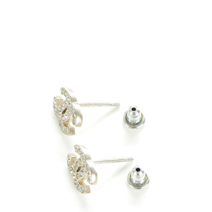 Chanel Crystal Mini Timeless CC Earrings Silver 4 of 5