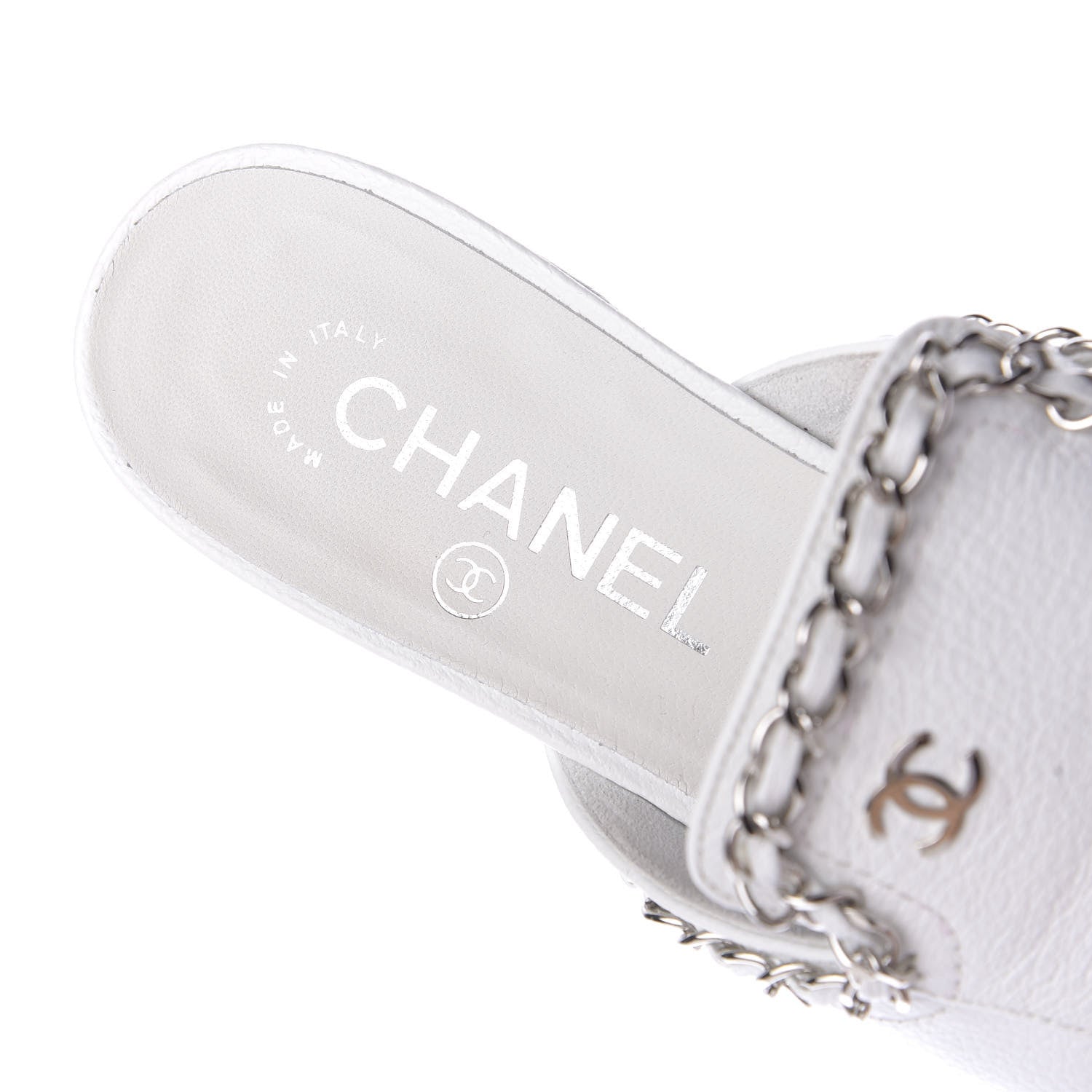 Chanel Goatskin Chain CC Mules 35.5 White 8 of 12